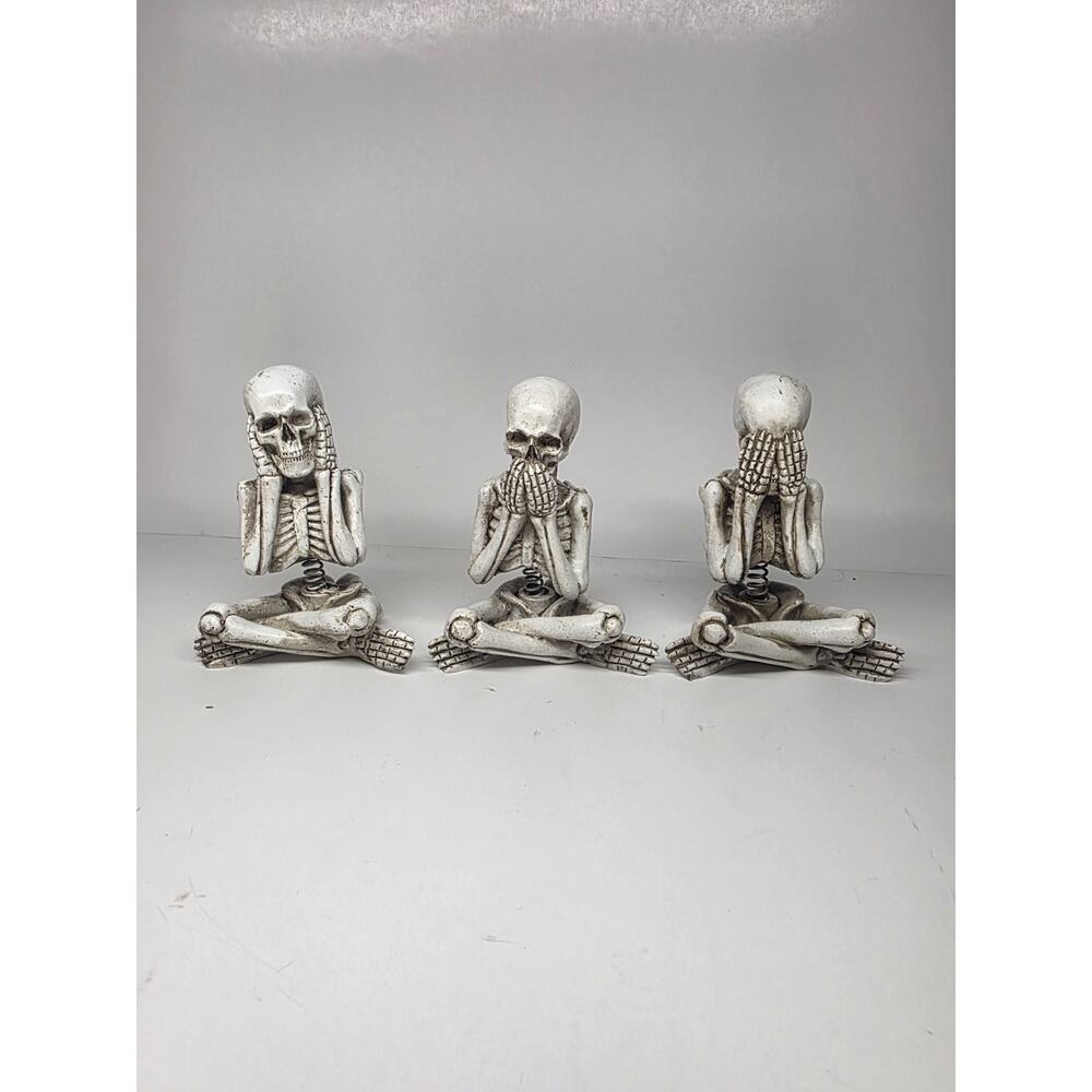 Halloween bobblehead Skeleton Hear No evil Speak no evil See No Evil 3 Piece Set